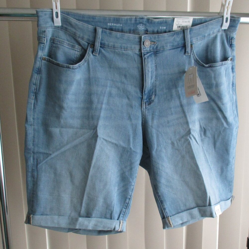 NEW St Johns Bay Denim Bermuda Shorts 20W Plus - light blue
